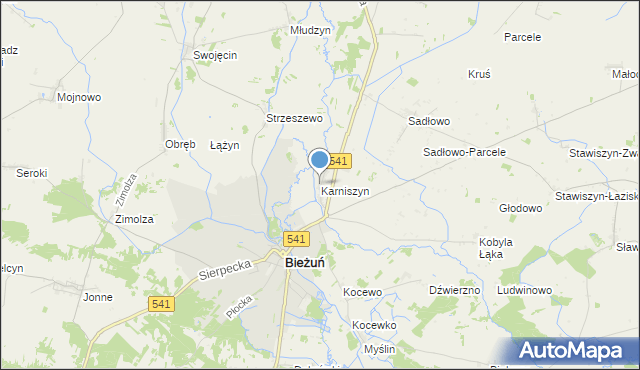 mapa Karniszyn, Karniszyn na mapie Targeo