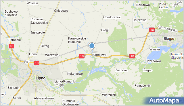 mapa Karnkowo, Karnkowo gmina Lipno na mapie Targeo