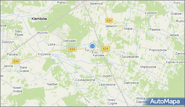 mapa Karolew, Karolew gmina Klembów na mapie Targeo