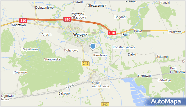 mapa Karolewo, Karolewo gmina Wyrzysk na mapie Targeo