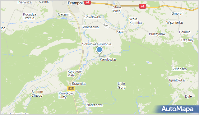 mapa Karolówka, Karolówka gmina Frampol na mapie Targeo