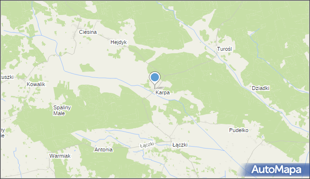 mapa Karpa, Karpa gmina Pisz na mapie Targeo