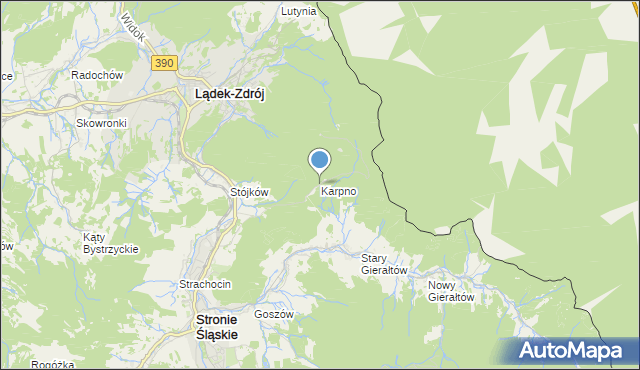 mapa Karpno, Karpno gmina Lądek-Zdrój na mapie Targeo