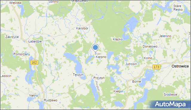 mapa Karpno, Karpno gmina Ostrowice na mapie Targeo