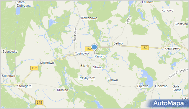 mapa Karpno, Karpno gmina Świdwin na mapie Targeo