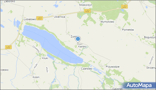 mapa Karsko, Karsko gmina Przelewice na mapie Targeo