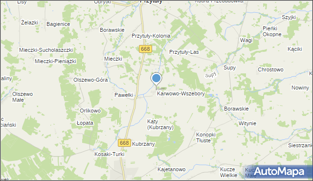 mapa Karwowo-Wszebory, Karwowo-Wszebory na mapie Targeo