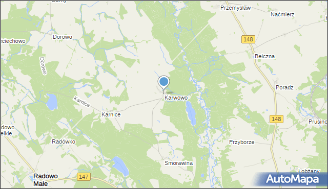 mapa Karwowo, Karwowo gmina Łobez na mapie Targeo