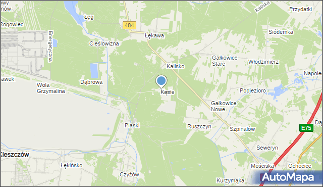 mapa Kąsie, Kąsie gmina Kamieńsk na mapie Targeo