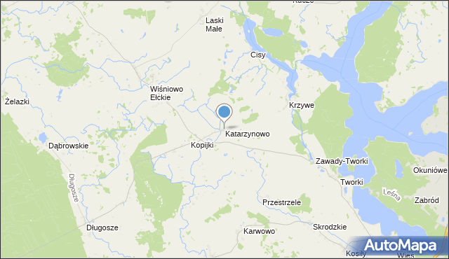 mapa Katarzynowo, Katarzynowo gmina Prostki na mapie Targeo