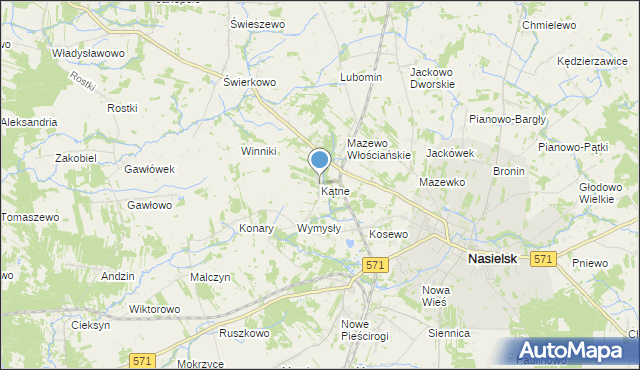 mapa Kątne, Kątne gmina Nasielsk na mapie Targeo