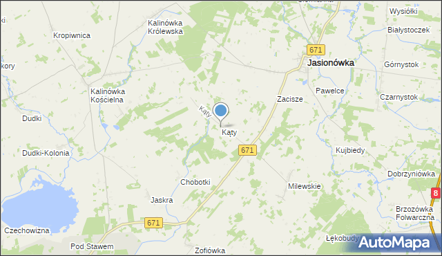 mapa Kąty, Kąty gmina Jasionówka na mapie Targeo