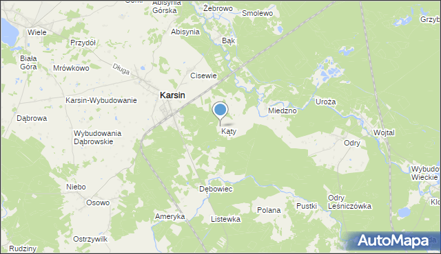 mapa Kąty, Kąty gmina Karsin na mapie Targeo