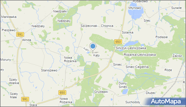 mapa Kąty, Kąty gmina Srokowo na mapie Targeo