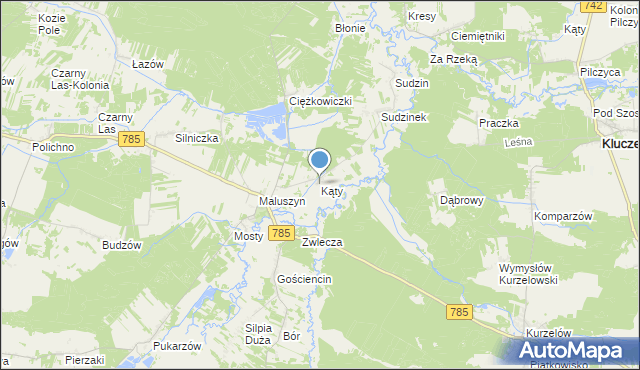 mapa Kąty, Kąty gmina Żytno na mapie Targeo