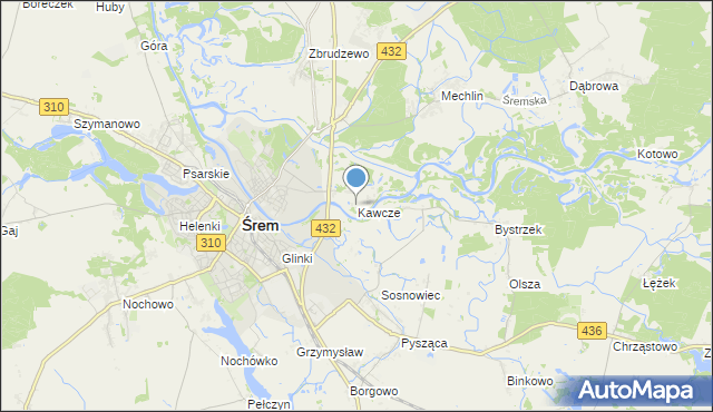 mapa Kawcze, Kawcze gmina Śrem na mapie Targeo