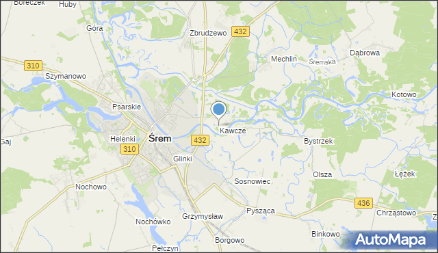 mapa Kawcze, Kawcze gmina Śrem na mapie Targeo