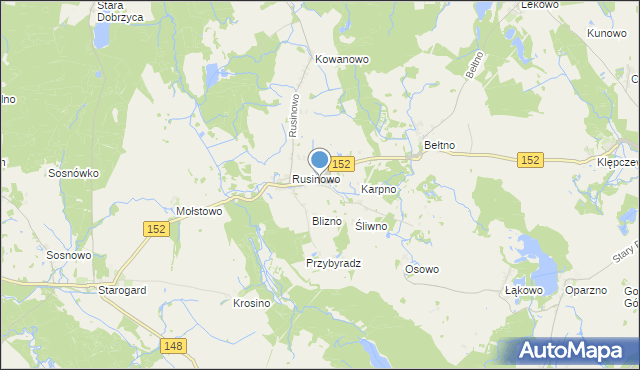 mapa Kawczyno, Kawczyno na mapie Targeo