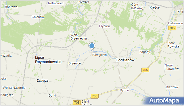 mapa Kawęczyn, Kawęczyn gmina Godzianów na mapie Targeo