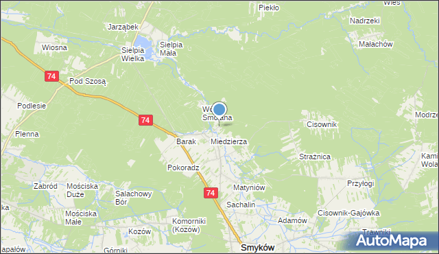 mapa Kawęczyn, Kawęczyn gmina Smyków na mapie Targeo