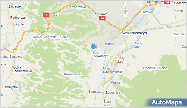 mapa Kawęczyn, Kawęczyn gmina Szczebrzeszyn na mapie Targeo