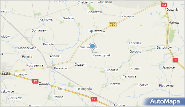 mapa Kawęczynek, Kawęczynek gmina Warta na mapie Targeo
