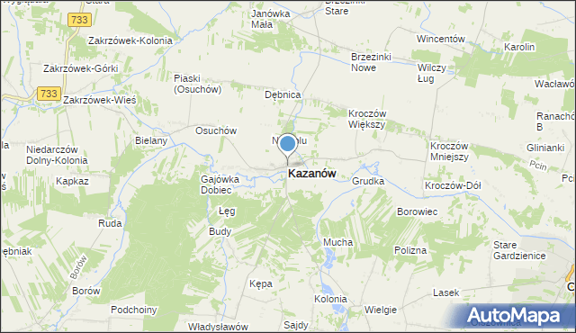 mapa Kazanów, Kazanów powiat zwoleński na mapie Targeo