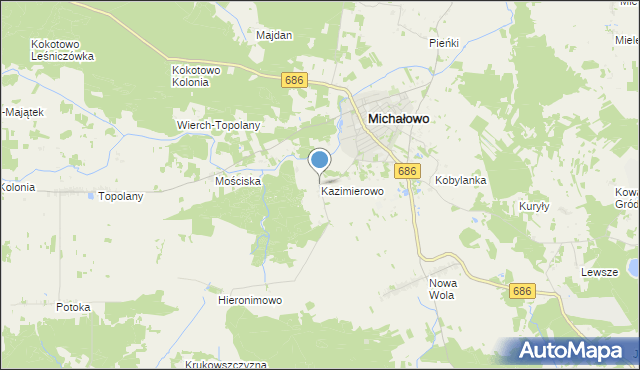 mapa Kazimierowo, Kazimierowo gmina Michałowo na mapie Targeo