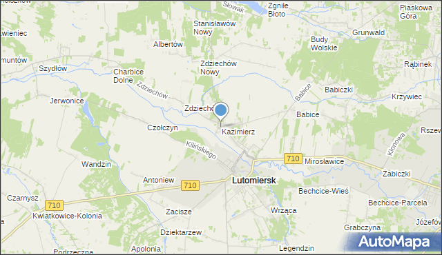 mapa Kazimierz, Kazimierz gmina Lutomiersk na mapie Targeo