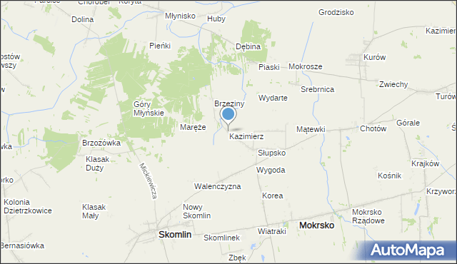 mapa Kazimierz, Kazimierz gmina Skomlin na mapie Targeo