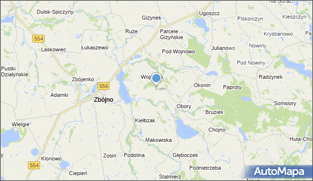 mapa Kazimierzewo, Kazimierzewo gmina Zbójno na mapie Targeo