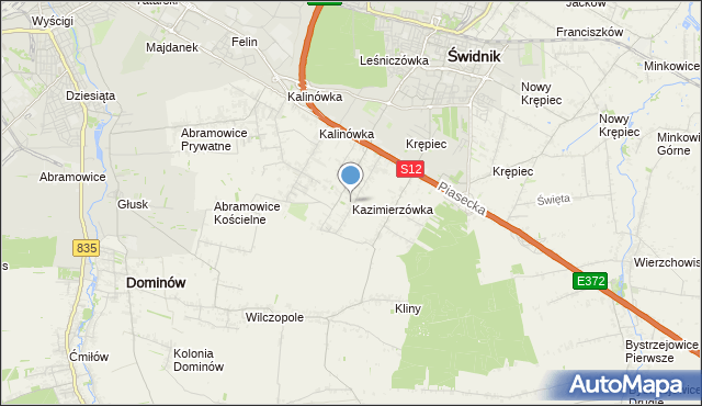 mapa Kazimierzówka, Kazimierzówka gmina Głusk na mapie Targeo