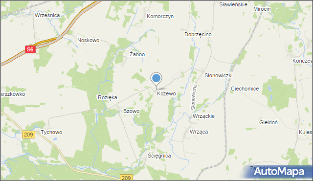 mapa Kczewo, Kczewo gmina Kobylnica na mapie Targeo