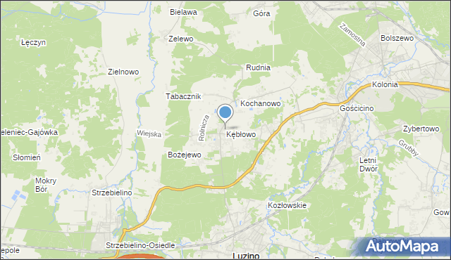 mapa Kębłowo, Kębłowo gmina Luzino na mapie Targeo