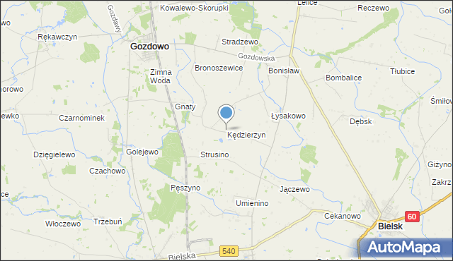 mapa Kędzierzyn, Kędzierzyn gmina Bielsk na mapie Targeo