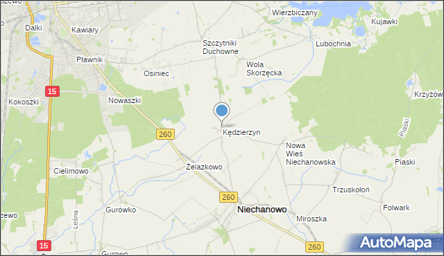 mapa Kędzierzyn, Kędzierzyn gmina Niechanowo na mapie Targeo