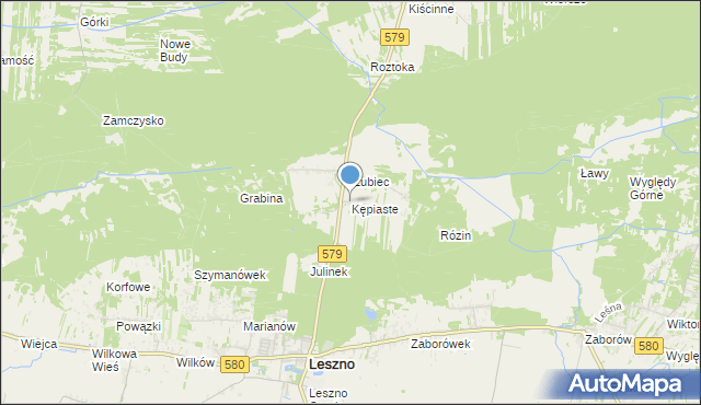 mapa Kępiaste, Kępiaste gmina Leszno na mapie Targeo