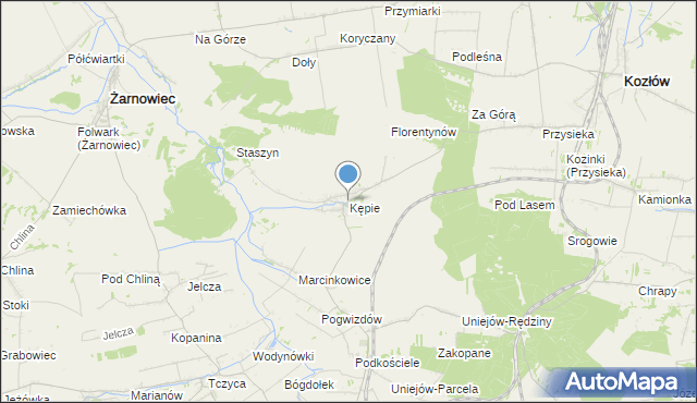 mapa Kępie, Kępie gmina Kozłów na mapie Targeo