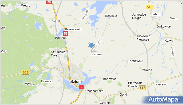 mapa Kępina, Kępina gmina Sztum na mapie Targeo