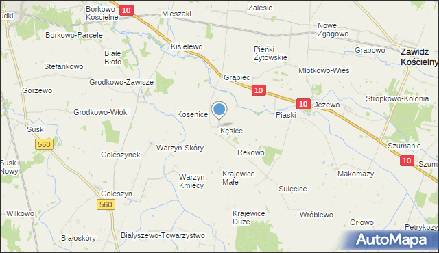 mapa Kęsice, Kęsice na mapie Targeo