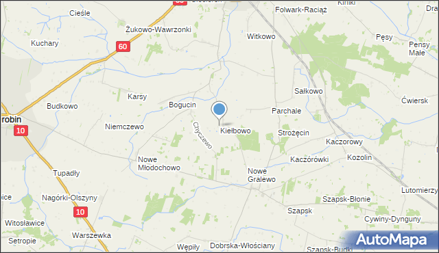 mapa Kiełbowo, Kiełbowo na mapie Targeo