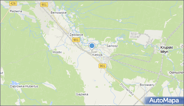 mapa Kielcza, Kielcza na mapie Targeo