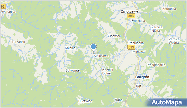 mapa Kielczawa, Kielczawa na mapie Targeo