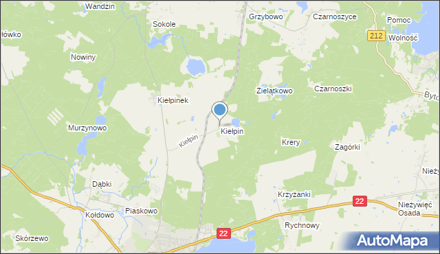 mapa Kiełpin, Kiełpin gmina Człuchów na mapie Targeo