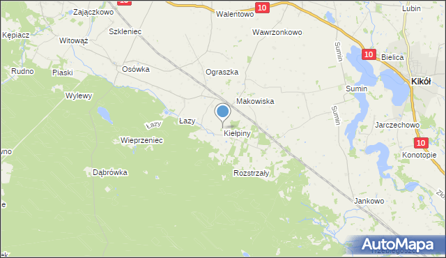 mapa Kiełpiny, Kiełpiny gmina Czernikowo na mapie Targeo