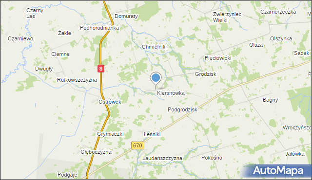 mapa Kiersnówka, Kiersnówka na mapie Targeo