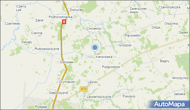 mapa Kiersnówka, Kiersnówka na mapie Targeo