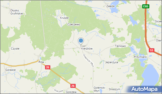 mapa Kierzków, Kierzków gmina Myślibórz na mapie Targeo