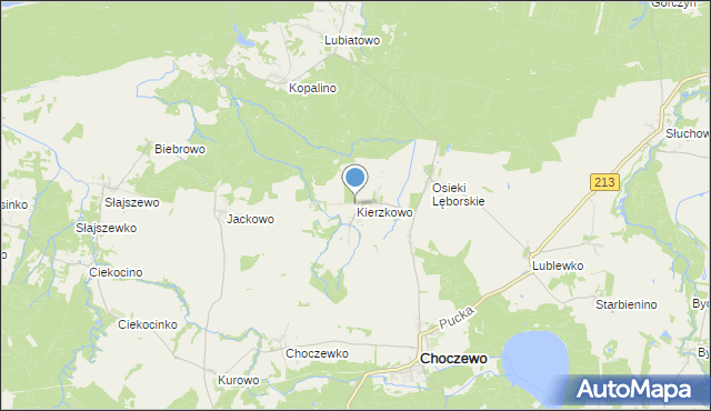 mapa Kierzkowo, Kierzkowo gmina Choczewo na mapie Targeo