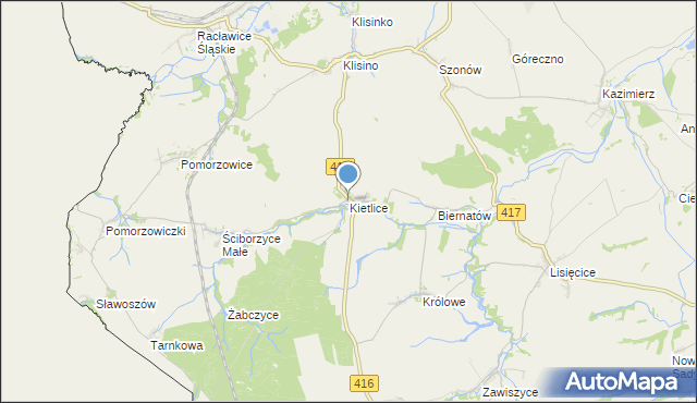 mapa Kietlice, Kietlice gmina Głubczyce na mapie Targeo